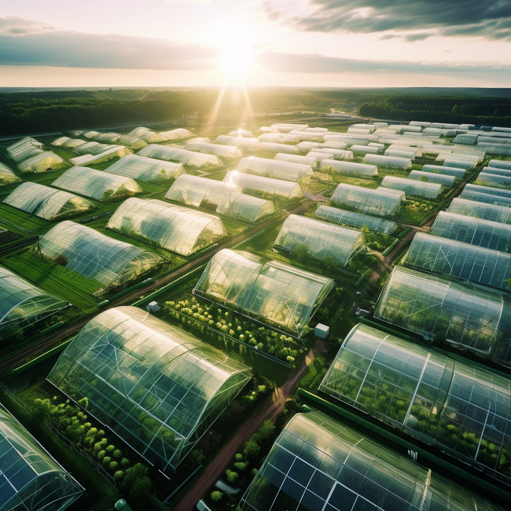 Field of greenhouses